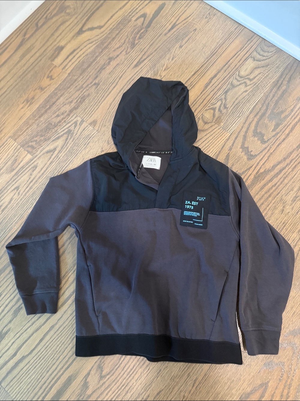 Zara Youth (size 11/12)  Charcoal & Black Hooded Sweatshirt